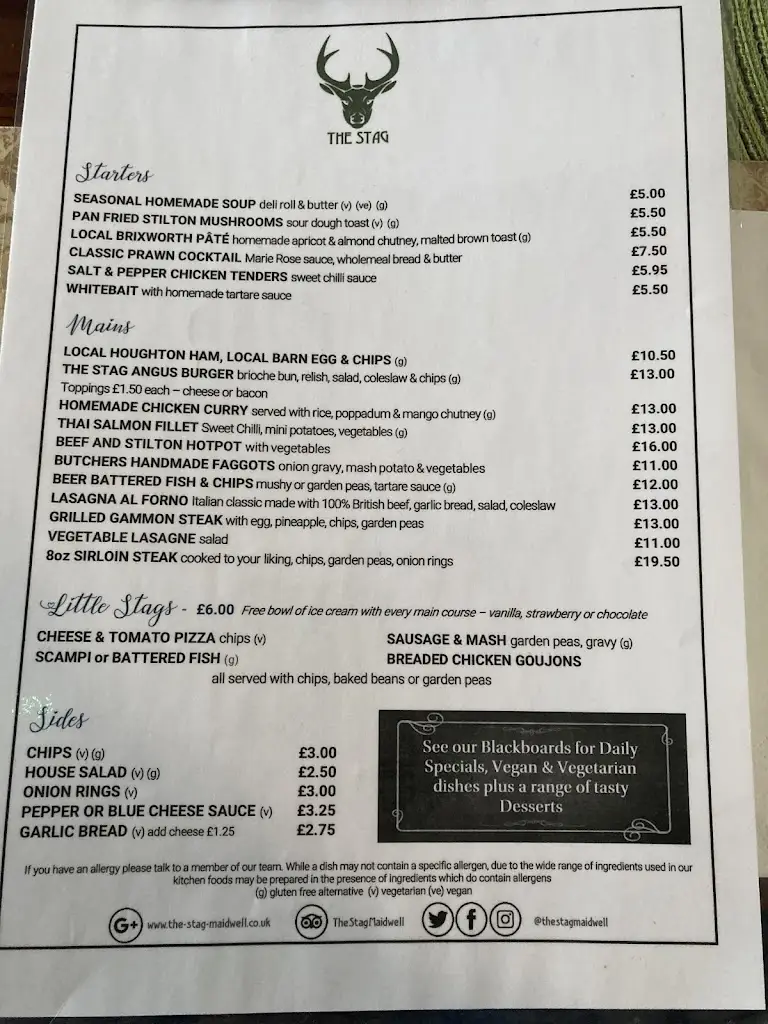 Menu_The Stag Maidwell_Brixworth_imagen_4