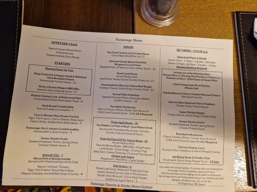 Menü_The Parsonage_Broadwater_Bild_1