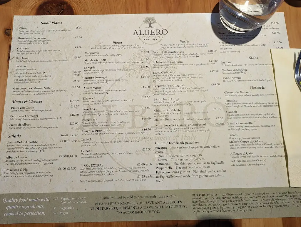 Menu_Albero Italian_Brockenhurst_image_2