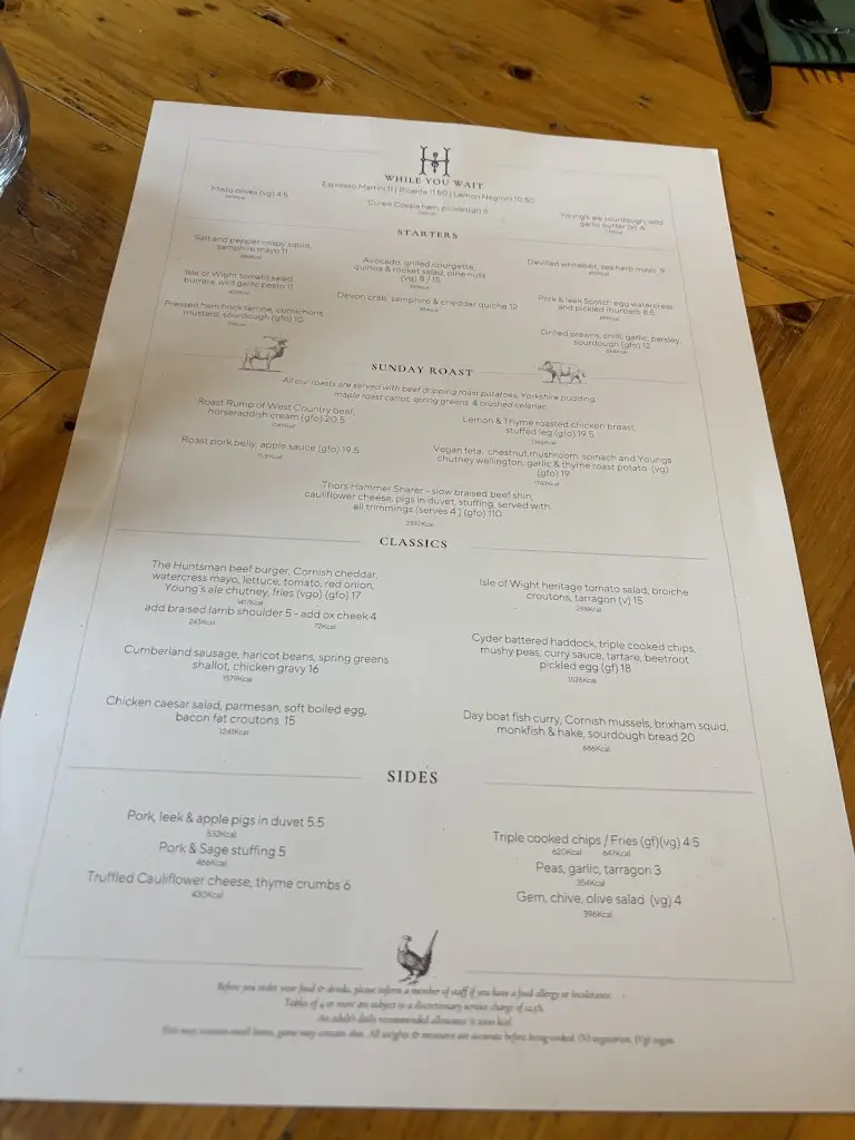 Menu_The Huntsman_Brockenhurst_image_1