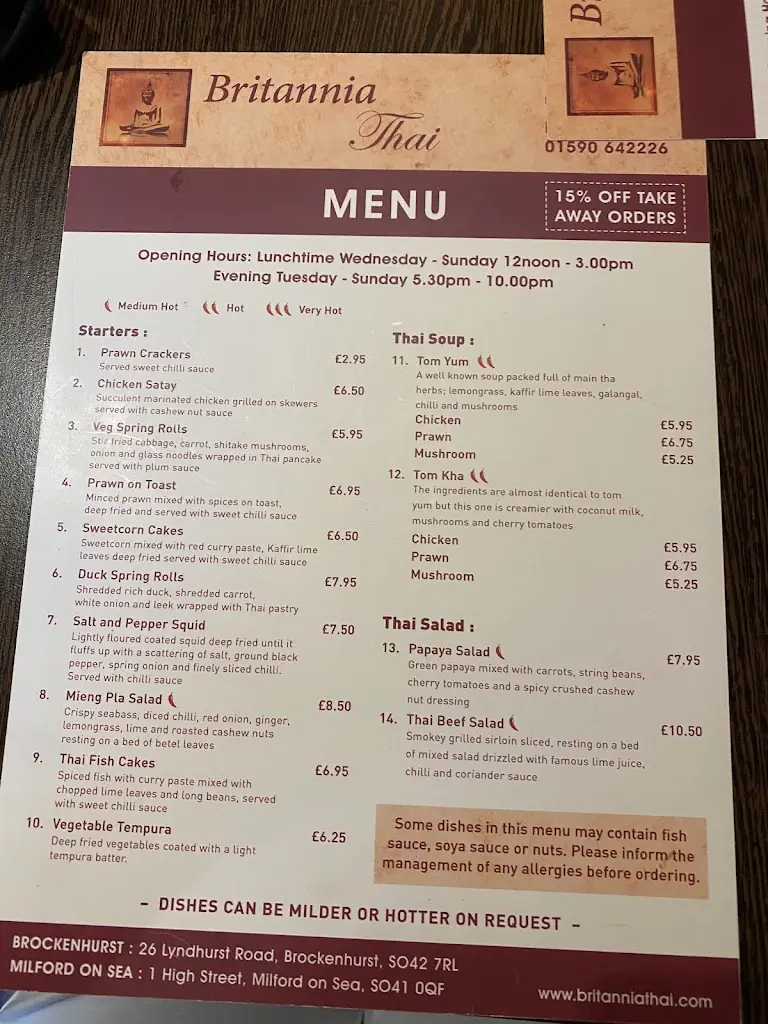 Menu_Britannia Thai_Brockenhurst_image_1