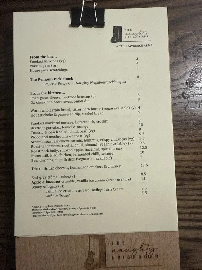 Menu_The Naughty Neighbour_Brockley_image_1