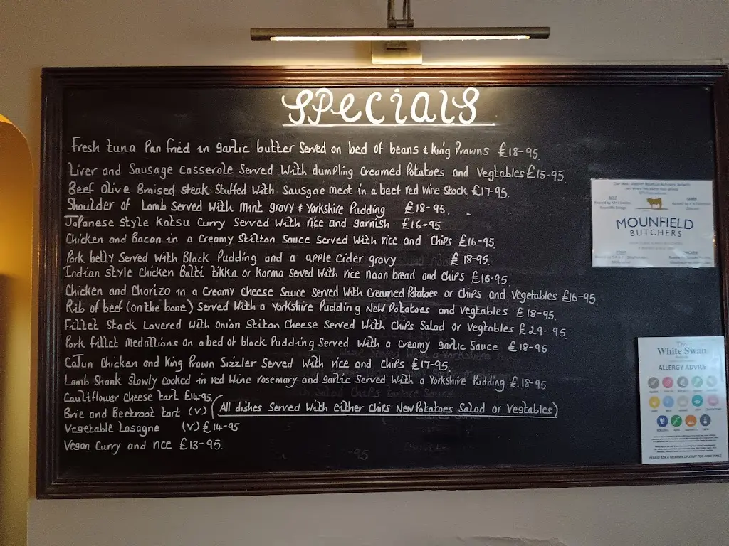 Menu_The White Swan_Bubwith_image_1