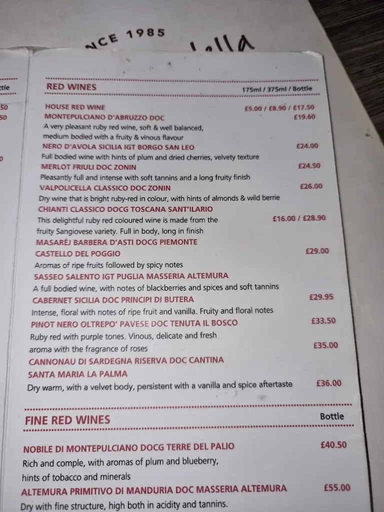 Menu_La Pappardella_Brompton_image_4