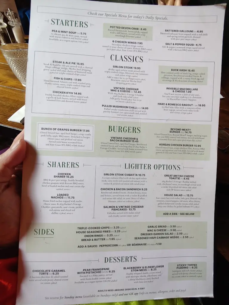 Menu_The Bunch Of Grapes_Brompton_image_2