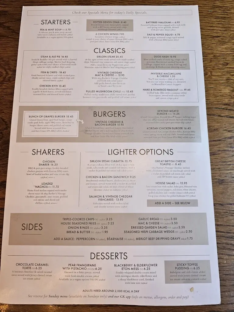 Menu_The Bunch Of Grapes_Brompton_image_3