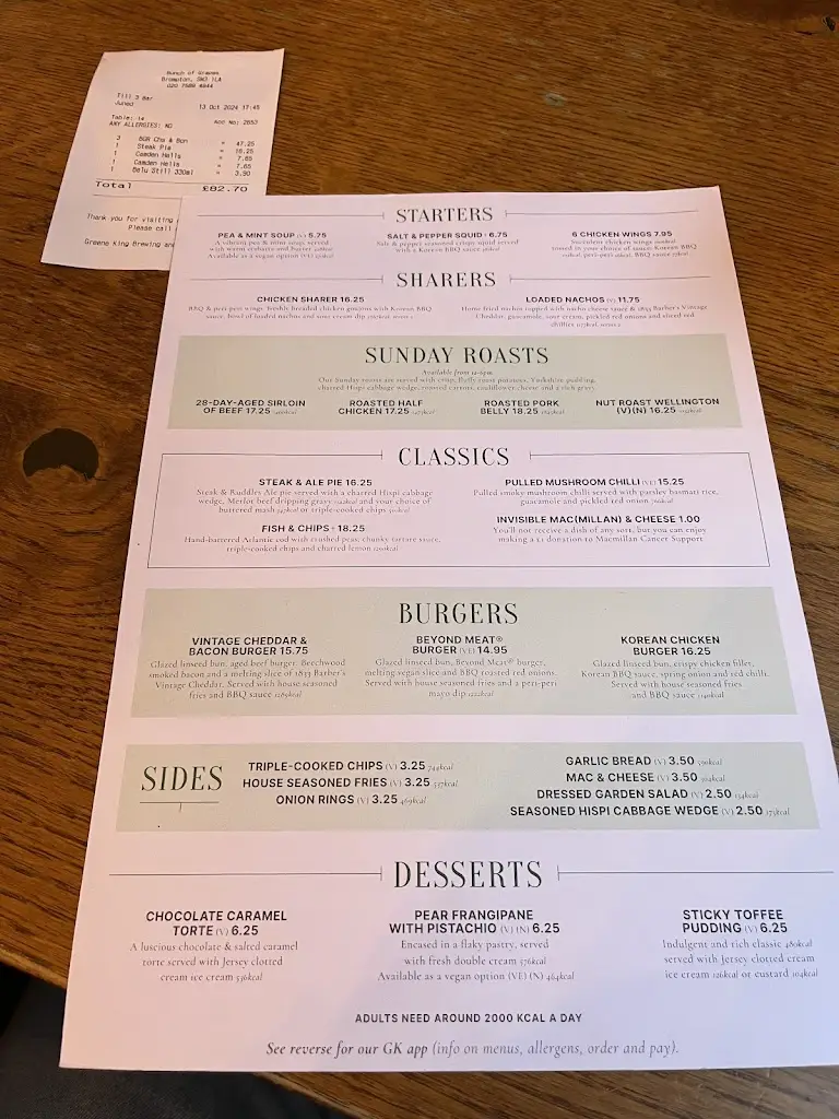 Menu_The Bunch Of Grapes_Brompton_image_4