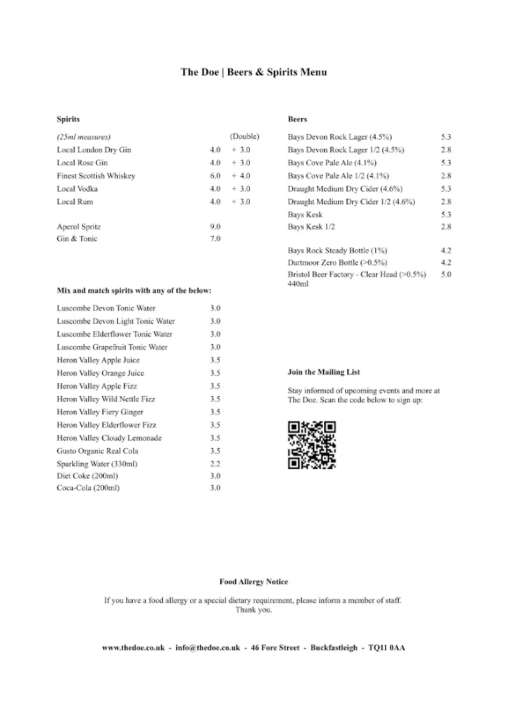 Menu_The Doe_Buckfastleigh_image_1