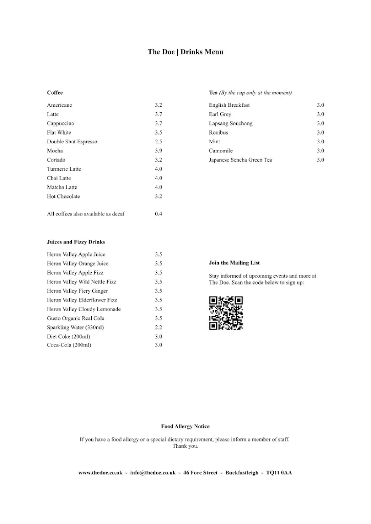 Menu_The Doe_Buckfastleigh_image_2