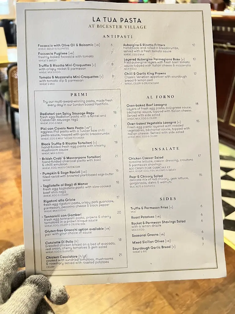 Menu_La Tua Pasta - Bicester Village_Ambrosden_image_1