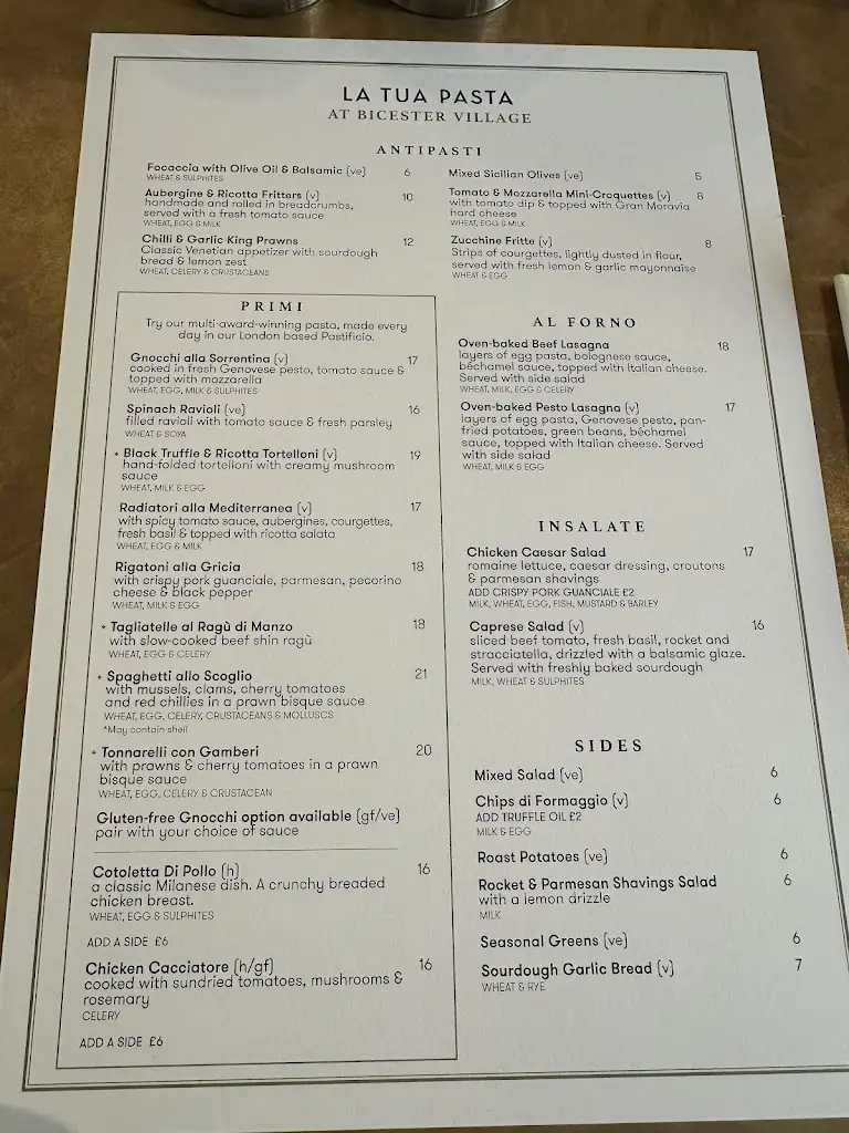 Menu_La Tua Pasta - Bicester Village_Ambrosden_image_2