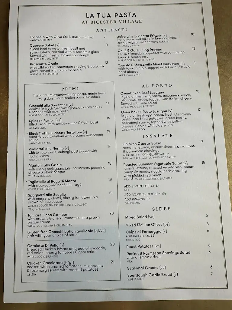 Menu_La Tua Pasta - Bicester Village_Ambrosden_image_3