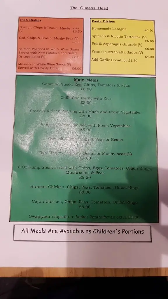 Menu_The Queens Head_Broxbourne_image_1