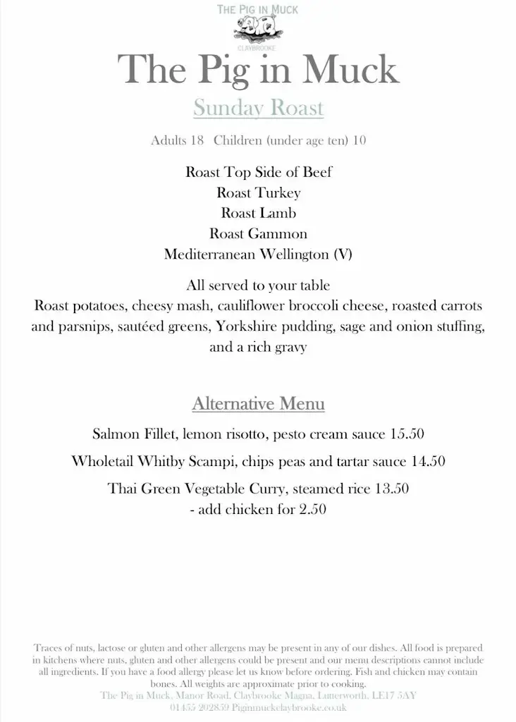 Menu_The Pig In Muck_Broughton Astley_image_1