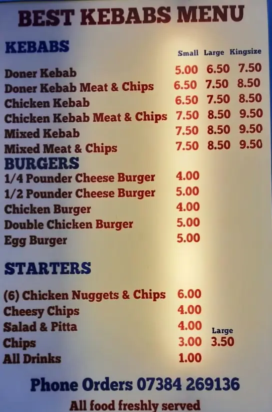 Menu_Best kebabs & burgers_Ambrosden_image_2