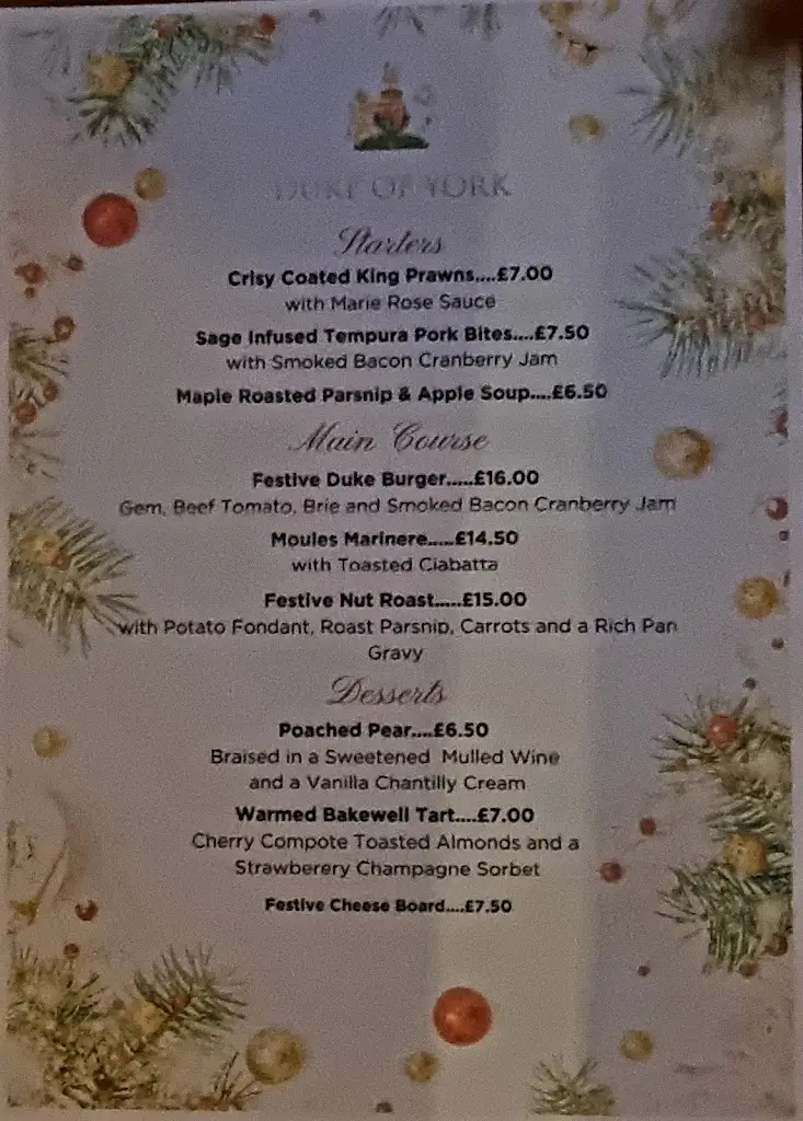 Menu_The Duke of York_Broseley_image_1