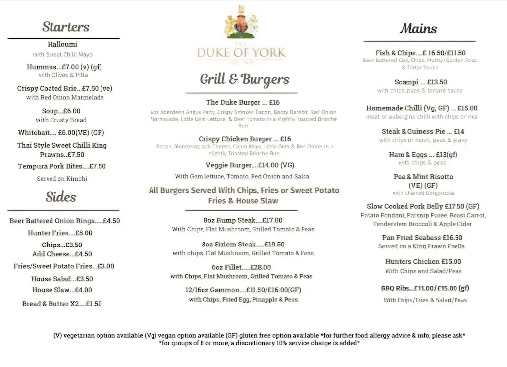 Menu_The Duke of York_Broseley_image_2