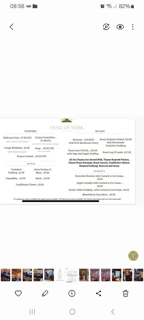 Menu_The Duke of York_Broseley_image_3