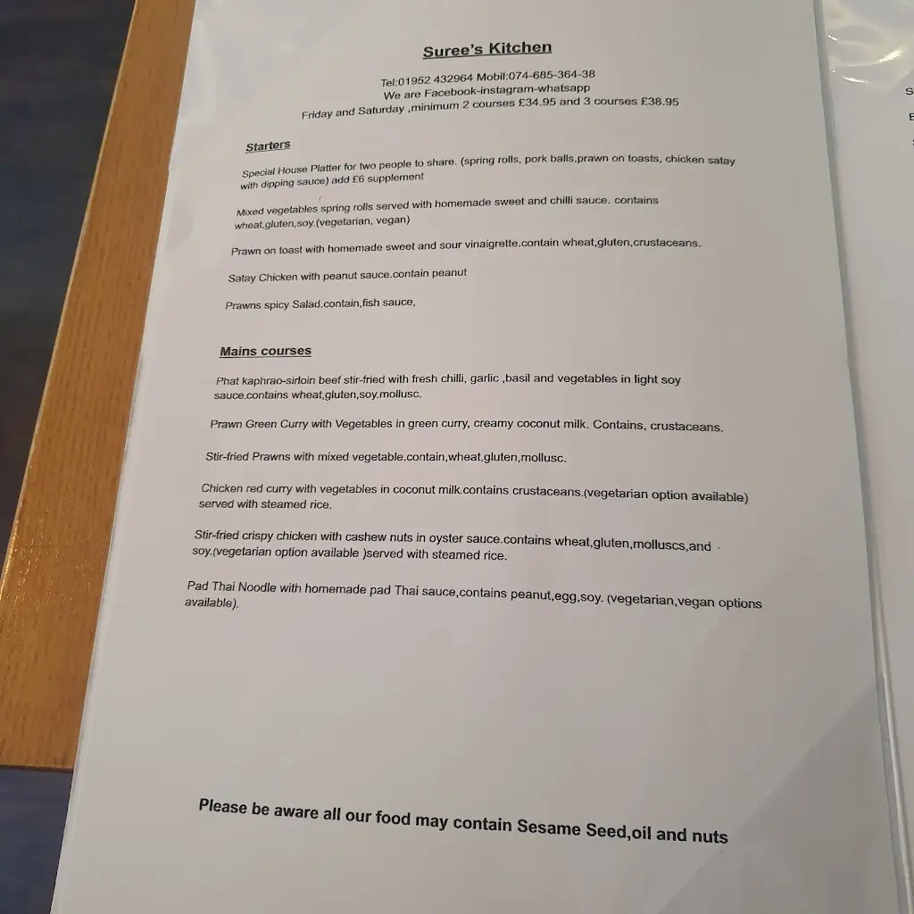 Menu_Suree's Kitchen_Broseley_image_1