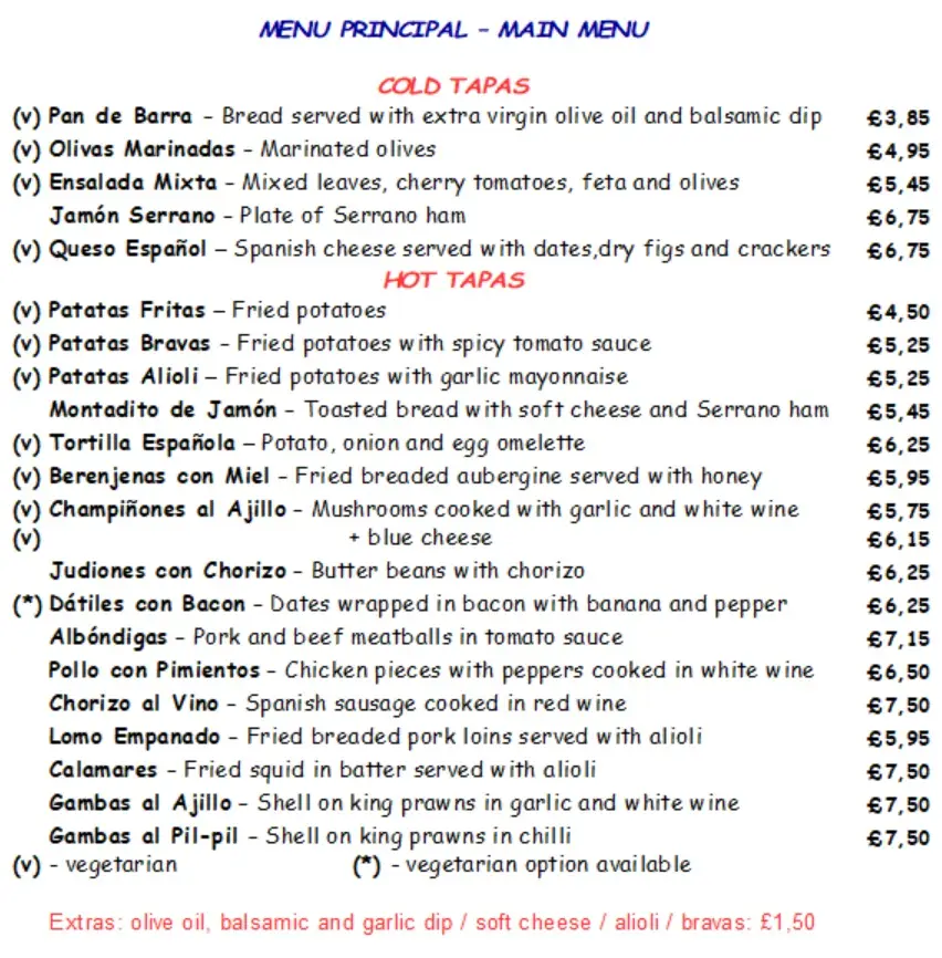 Menu_La Casita Bar Tapas_Broseley_image_1