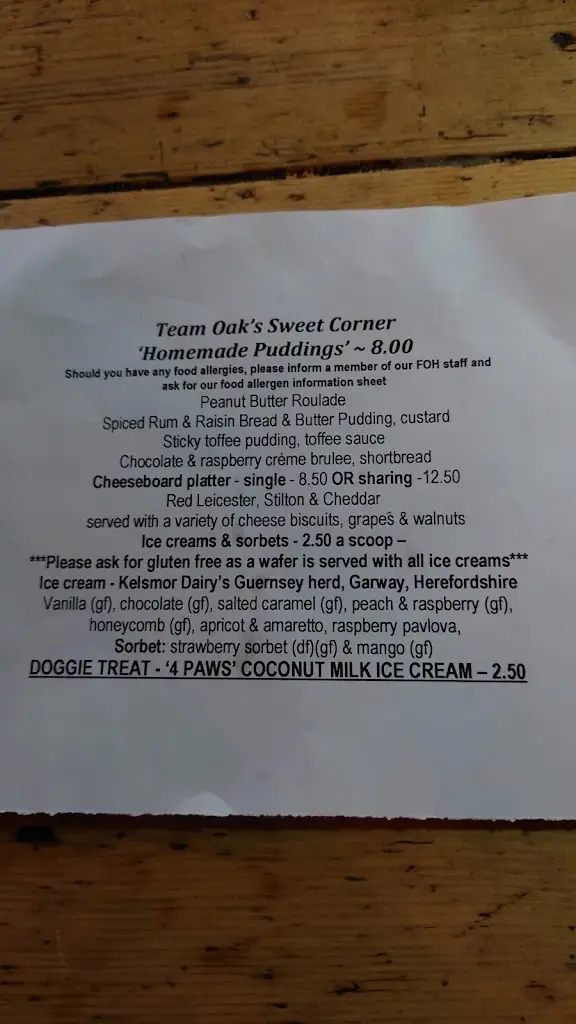 Menu_The Oak Inn Staplow HR8 1NP_Bromyard_image_4