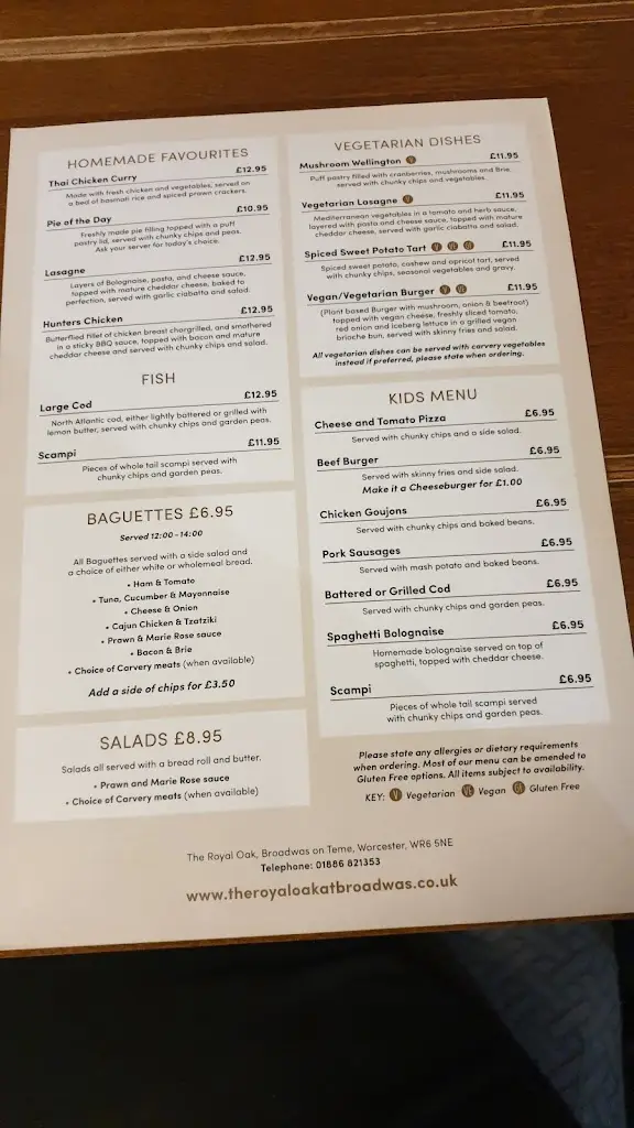 Menu_The Royal Oak_Bromyard_image_1