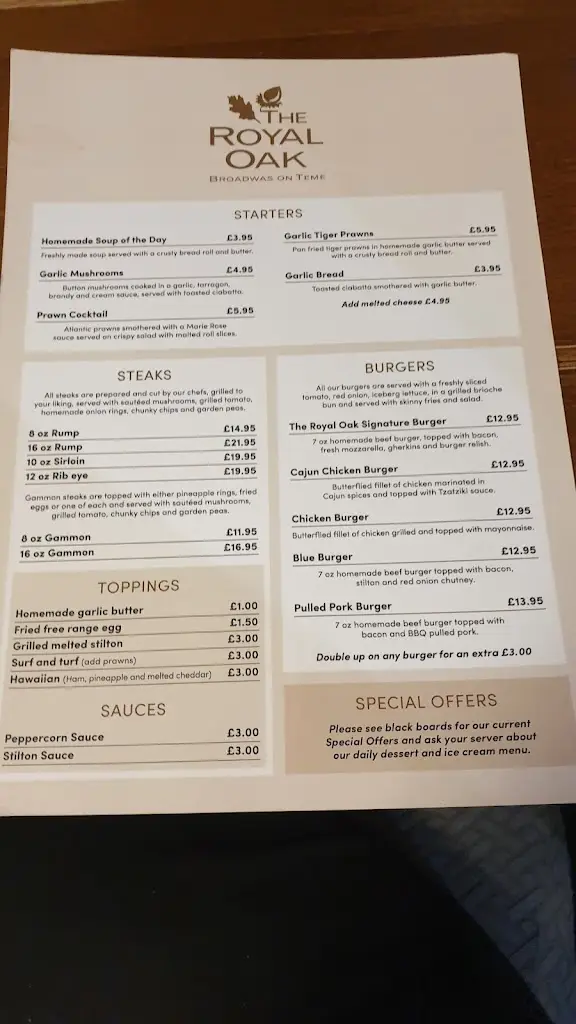 Menu_The Royal Oak_Bromyard_image_2