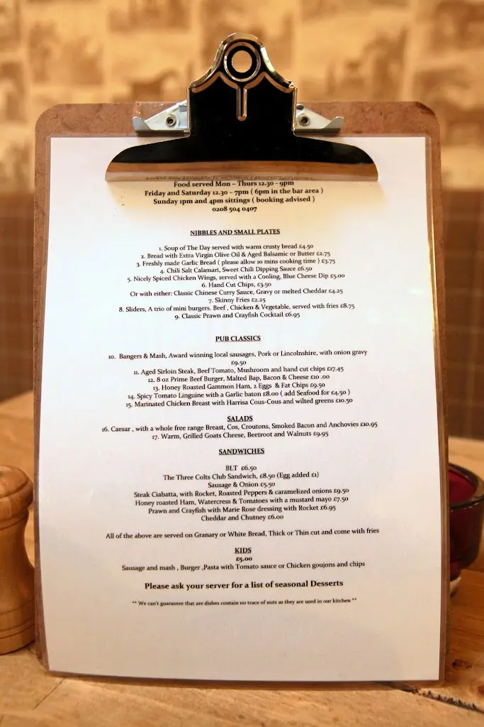 Menu_The Three Colts_Buckhurst Hill_image_1