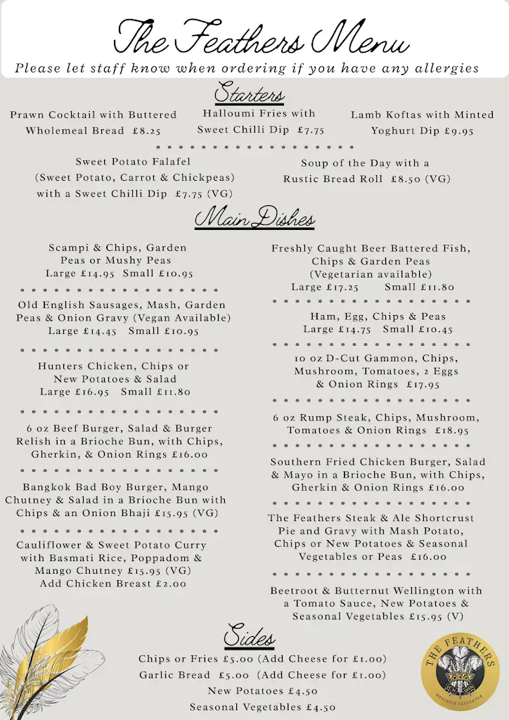 Menu_The Feathers_Budleigh Salterton_image_1