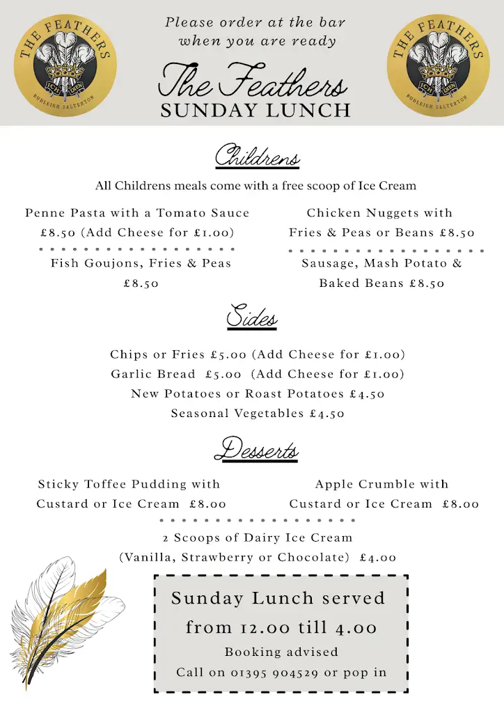 Menu_The Feathers_Budleigh Salterton_image_3
