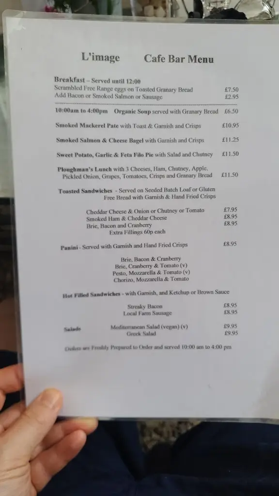 Menu_L'image Cafe & Bazaar_Budleigh Salterton_image_2