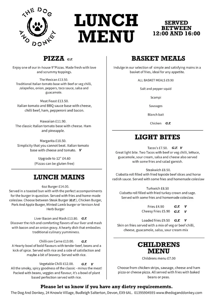 Menu_The Dog and Donkey_Budleigh Salterton_image_2
