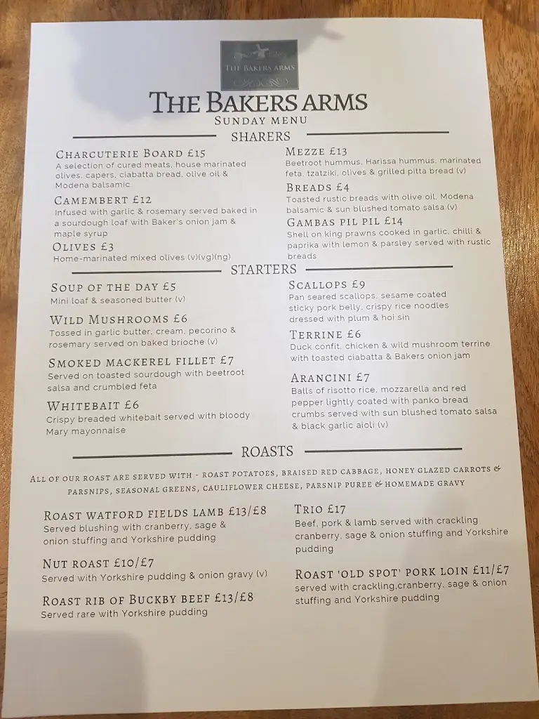Menu_The Bakers Arms Bugbrooke_Bugbrooke_image_1