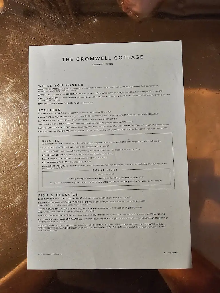 Menu_Cromwell Cottage Northampton_Bugbrooke_image_2