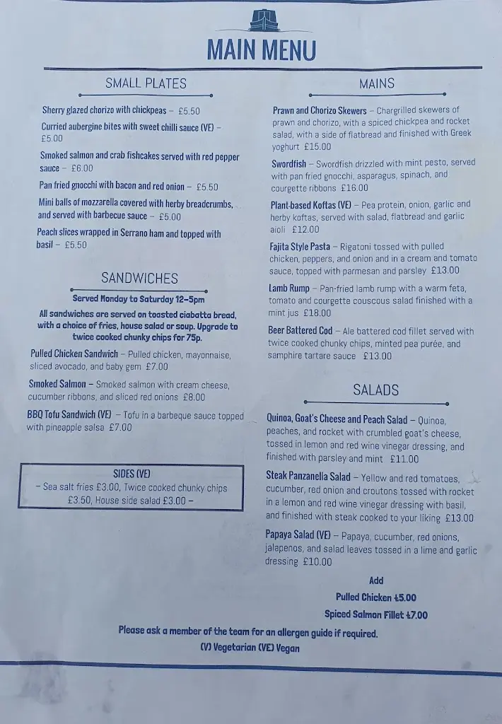 Menu_Narrow Boat at Weedon, Canalside Pub, Country Kitchen, Rooms_Bugbrooke_image_3