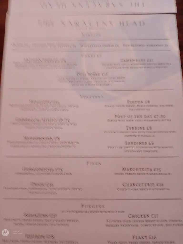 Menu_The Saracen's Head_Bugbrooke_image_3