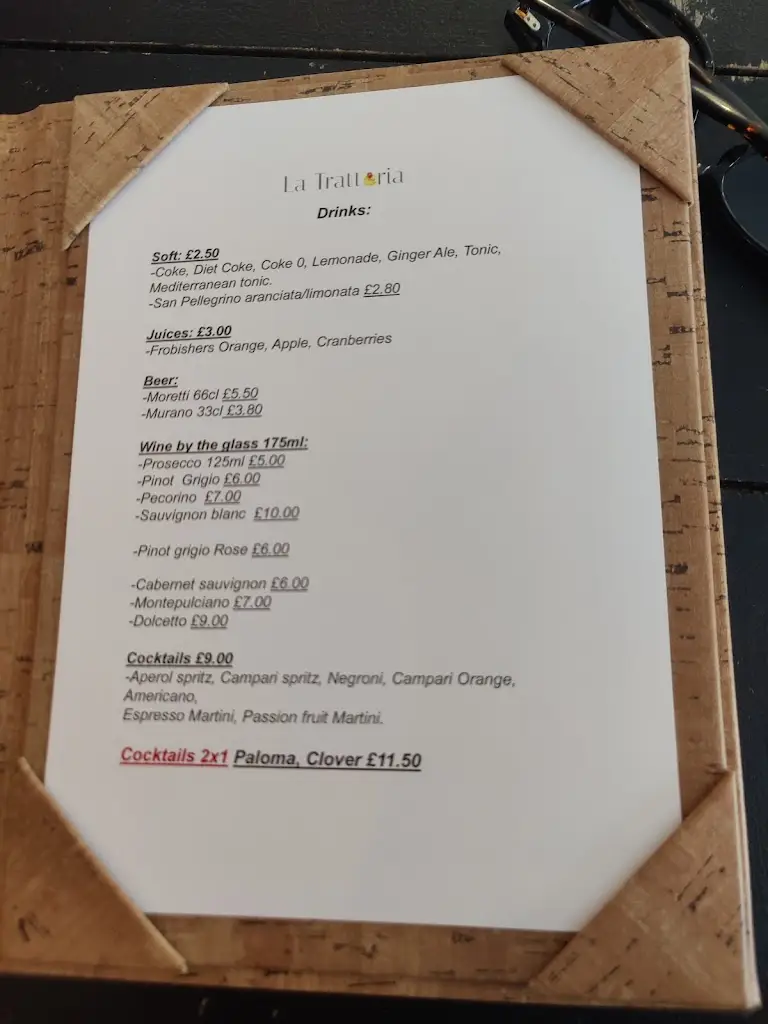 Menu_La Trattoria Italian Restaurant & Bar_Bugbrooke_image_1