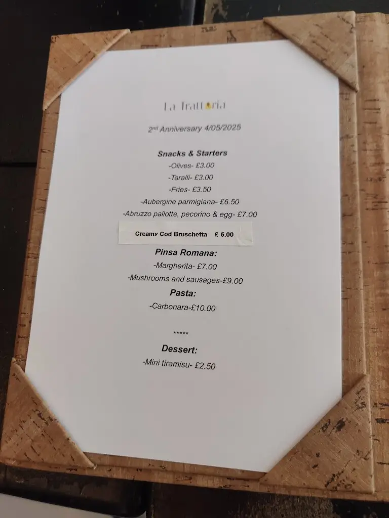 Menu_La Trattoria Italian Restaurant & Bar_Bugbrooke_image_2