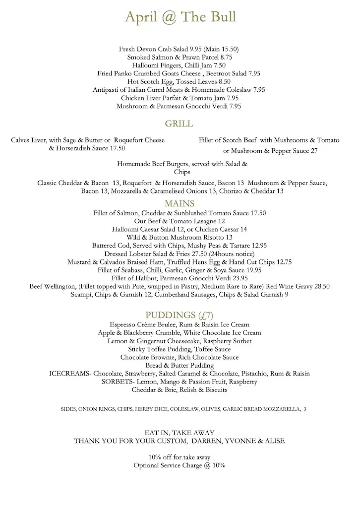 Menu_The Bull_Buntingford_image_1