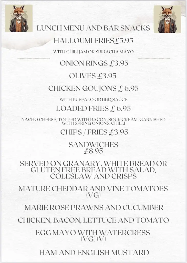 Menu_The Fox Aspenden_Buntingford_immagine_2