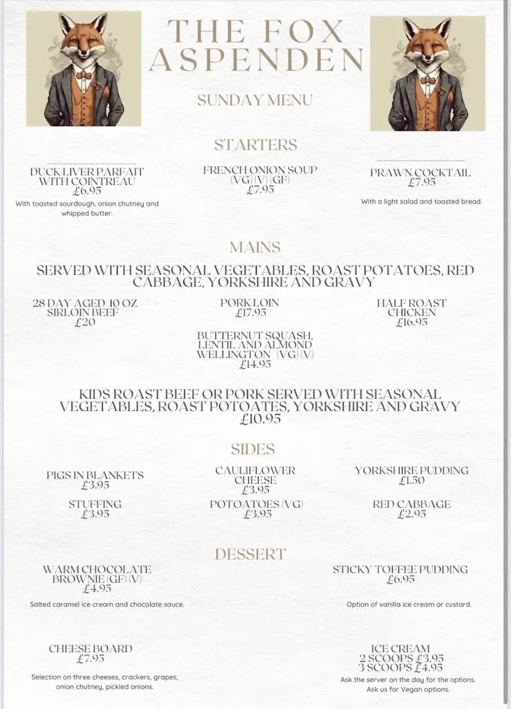 Menu_The Fox Aspenden_Buntingford_immagine_3