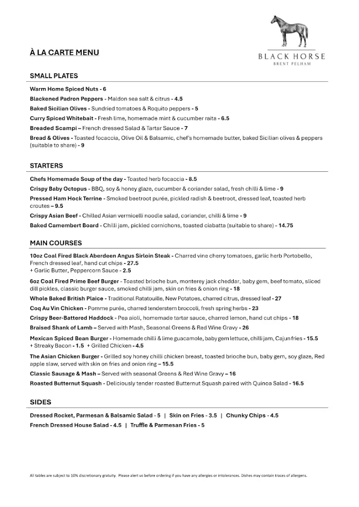 Menu_The Black Horse_Buntingford_image_1