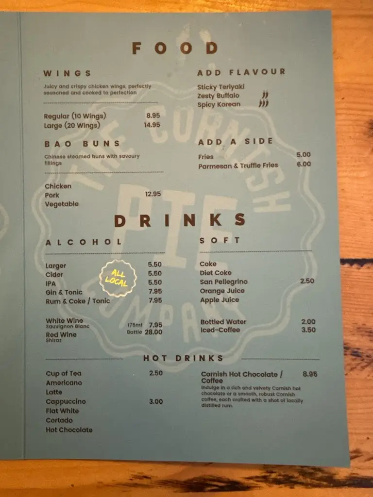 Menu_The Cornish Pie Company_Bude_image_1