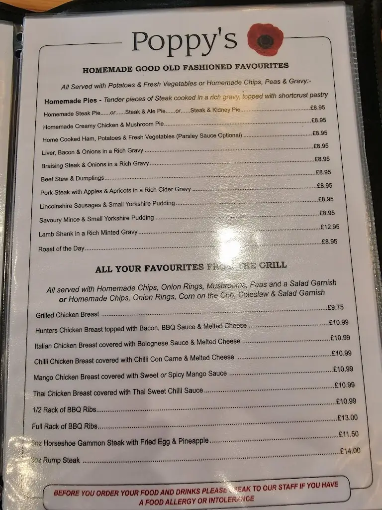 Menü_Poppy's Restaurant_Burgh le Marsh_Bild_1