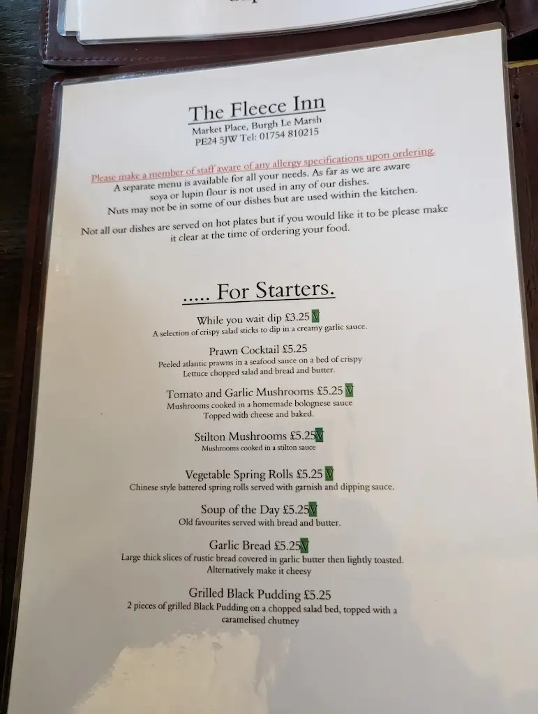 Menu_The Fleece Inn Burgh Le Marsh_Burgh le Marsh_image_2