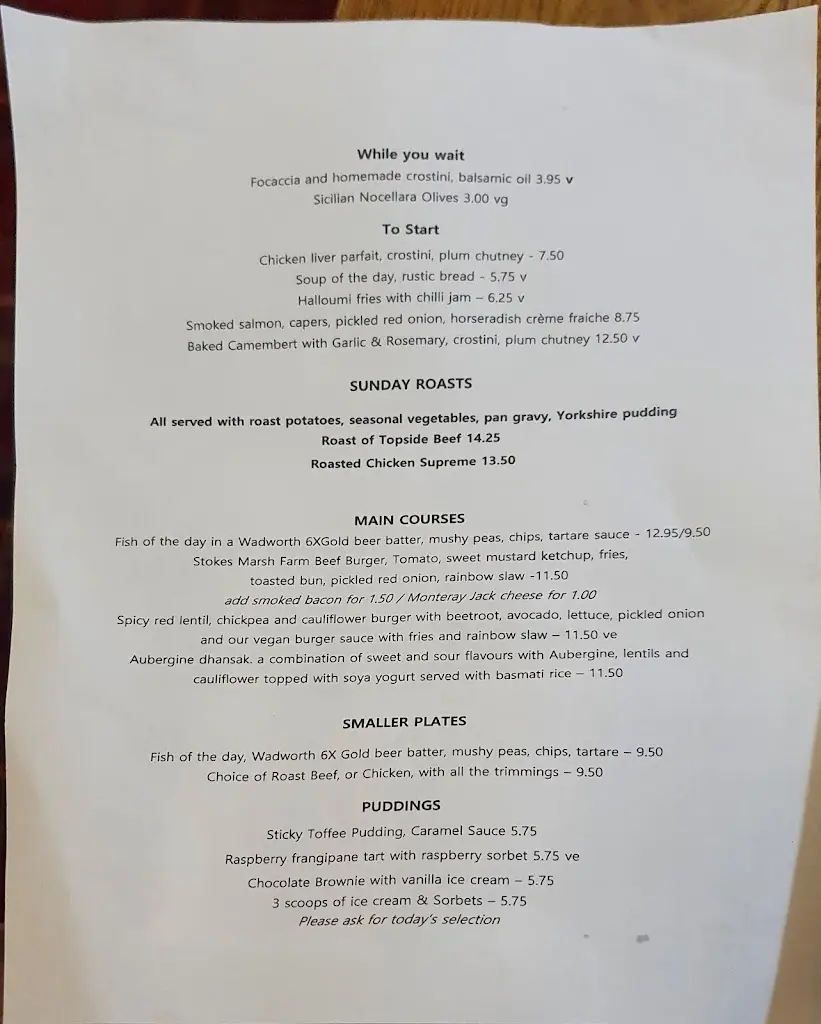 Menu_The Prince of Burford_Burford_image_2