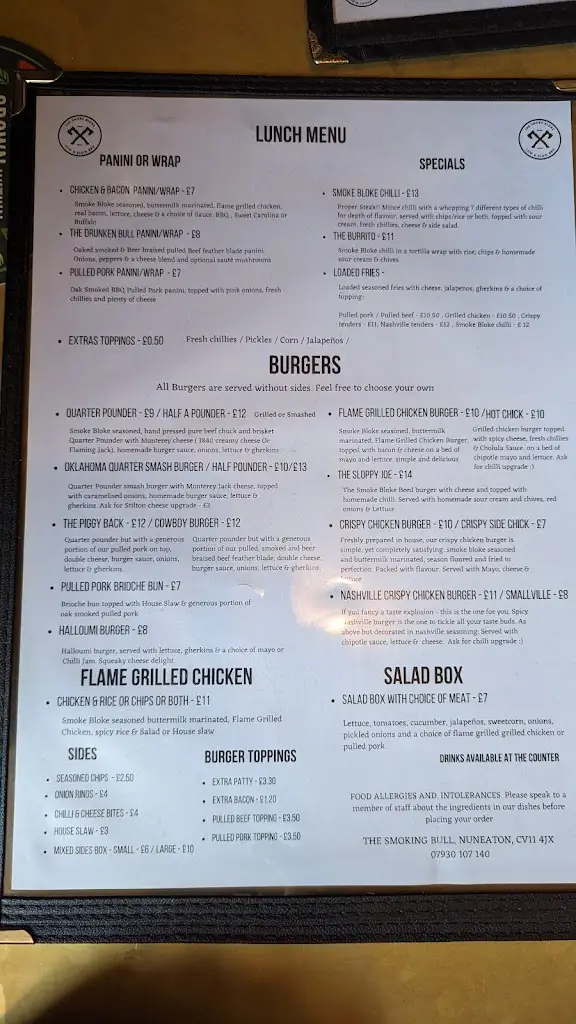 Menu_The Smoking Bull_Bulkington_image_3