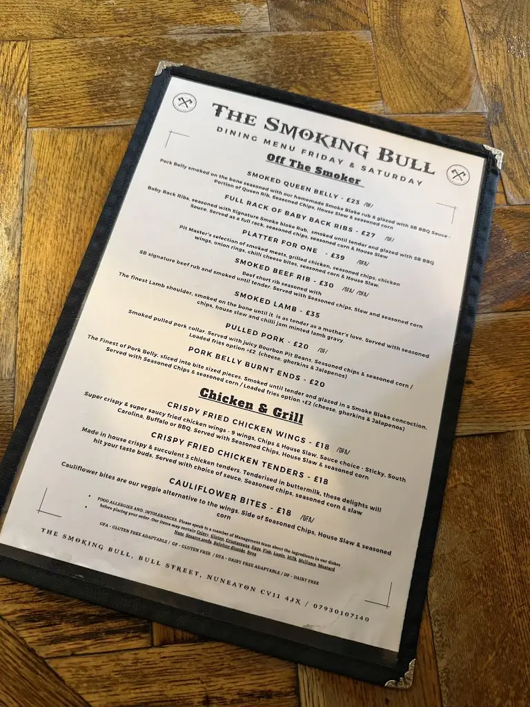 Menu_The Smoking Bull_Bulkington_image_4