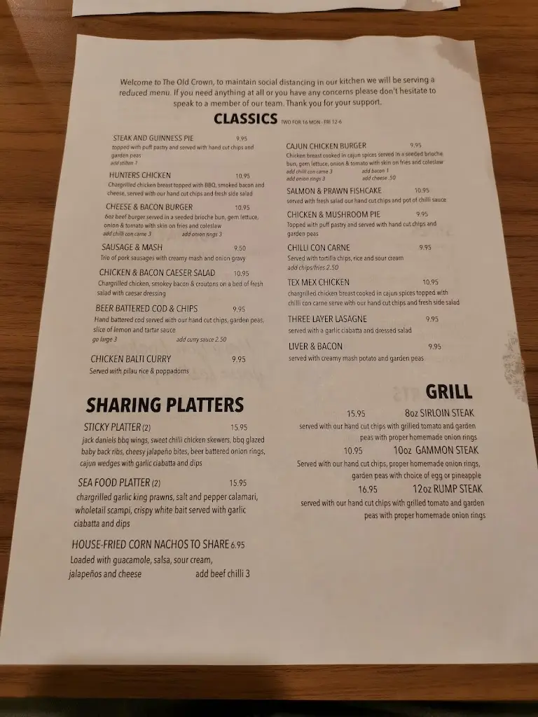 Menu_The Old Crown_Bulkington_image_2