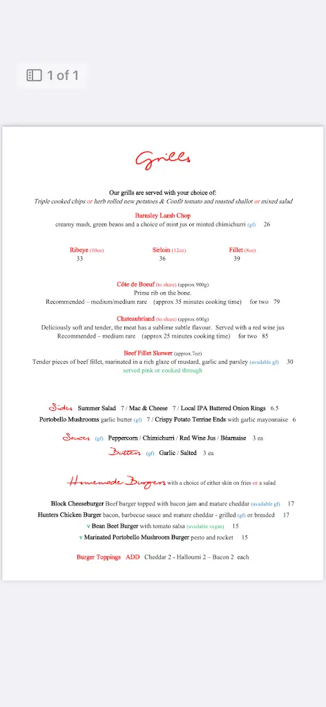 Menu_The Butcher's Block Pub_Burham_immagine_4